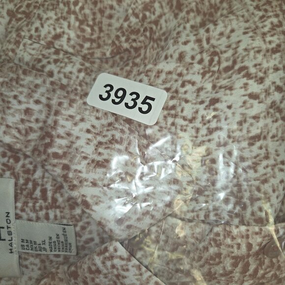 Halston Womens Button-Up Long Sleeve Blouse M Brown & Cream Animal Print 3935 - Picture 9 of 9